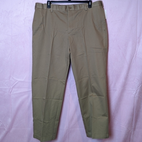 Izod American Chino Flat Front Classic Tan Pants size 42x30 - Picture 1 of 7
